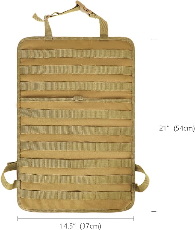 BXBXHD 6 Pack Tactical Truck Organizer Back Seat Storage Car Seat Storage Bag Molle Panels for vehicles, Car and SUV with Lots of Handy Compartments (Khaki) - Image 9