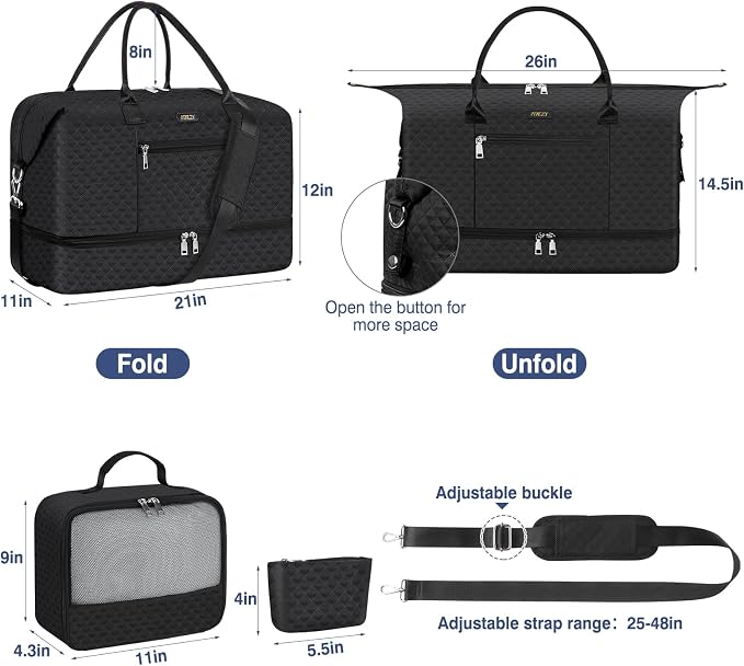 ITIEZY Weekender Overnight Bag for Women - Large Travel Duffel Bag with Shoe Compartment, Gym Duffel Bag Hospital Bag Carry On Tote Bags for Airplanes with Crossbody Bag Toiletry Bag 3Pcs Set - Image 7