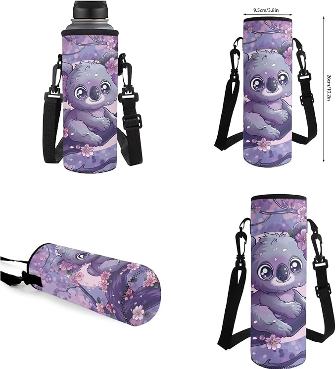 Cherry Blossom Koala Backpack for Girls Kids Backpack with Lunch Box Water Bottle Holder with Strap and Aesthetic Pencil Case 4PCS Set Cute Bookbag with Compartments 17 inch Kawaii School Bag - Image 7
