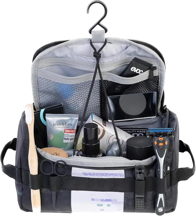 EVOC Wash Bag Toiletry Bag for Everyday Travel (Organiser Compartments with Individual Space Division, Removable Pocket Mirror, Wash Bag for Hanging) - Image 5