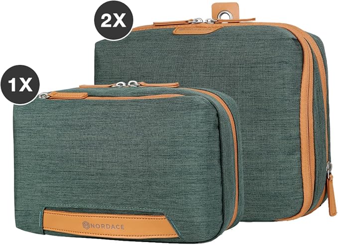 Nordace Travel Packing Organizers Set for Men and Women - 2x Packing Cubes & 1x Wash Pouch - Durable & Water Resistant (Green) - Image 2