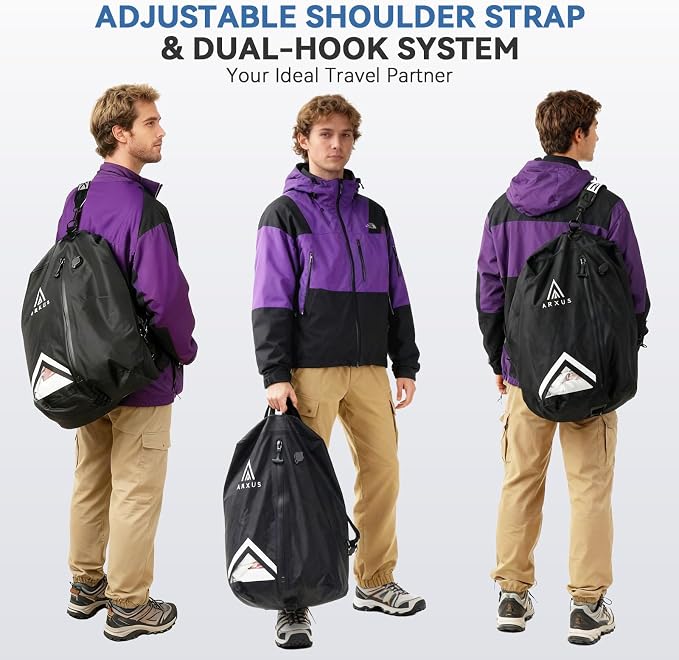 Arxus Airless Travel Vacuum Bags with Pump, Single Packing Cube with Strap | Reusable Compression Seal Kit with Adjustable Shoulder Strap, IP67 Waterproof, Clothing Storage - Image 7