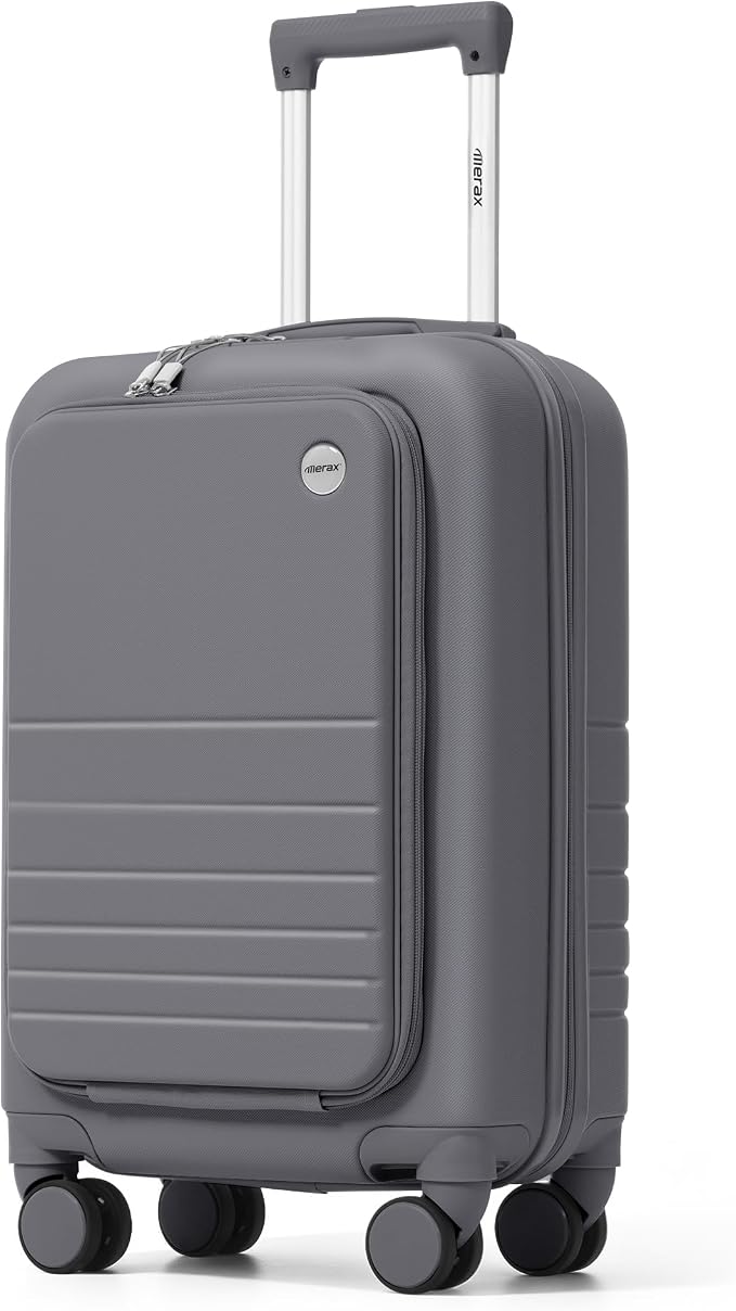 20 Inch Checked Suitcase with TSA Lock Travel Duffel Bag Wet-Dry Toiletry Bag, Grey Front-Opening - Image 8