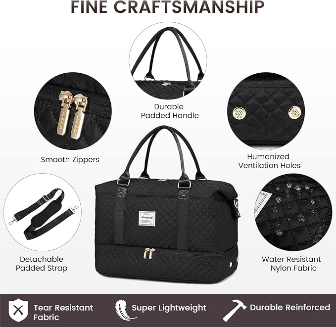 LOVEVOOK Travel Duffle Bag,Weekender Bags for Women with Shoe Compartment,Carry on Overnight Bag with Toiletry Bag,Gym Duffel Bag with Wet Pocket, Hospital Bags for Labor and Delivery - Image 6