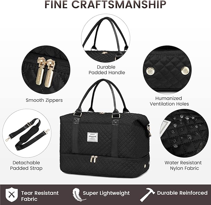 LOVEVOOK Travel Duffle Bag,Weekender Bags for Women with Shoe Compartment,Carry on Overnight Bag with Toiletry Bag,Gym Duffel Bag with Wet Pocket, Hospital Bags for Labor and Delivery - Image 6