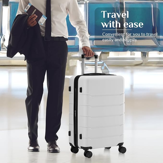 OLIXIS 29 Inch Luggage, Hardside Checked Suitcase with Spinner Wheels, Lightweight ABS Hard Shell Travel Luggage, TSA Approved Lock, Expandable Large Suitcase for Business & Travel–White - Image 9