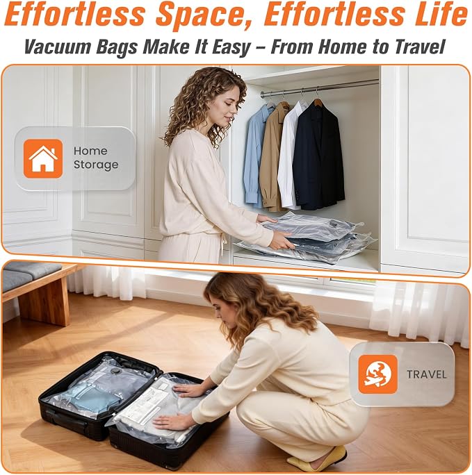 15 Pack Vacuum Storage Bags for Travel with Cordless Pump, Space Saver Bags for Clothes, Compression Packing Bags for Luggage, 15 Combo Size - Image 9