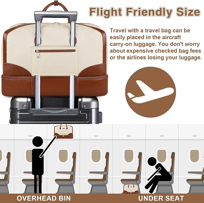 ITIEZY Weekender Overnight Bag for Women - Large Travel Duffel Bag with Shoe Compartment, Gym Duffel Bag Hospital Bag Carry On Tote Bags for Airplanes with Crossbody Bag Toiletry Bag 3Pcs Set - Image 7