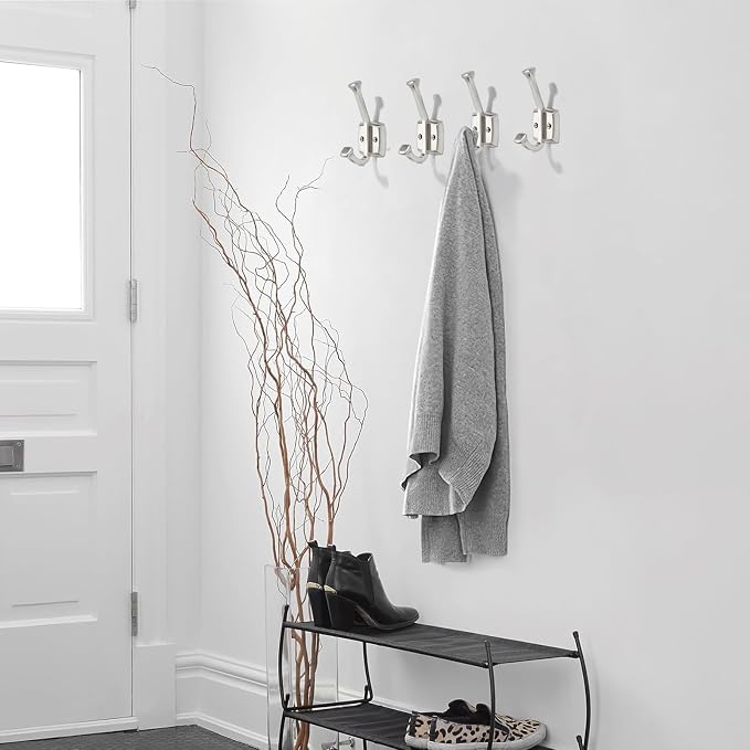 khtumeware 3 Pack 4.7 inch Brushed Nickel Coat Hooks Wall-Mounted Hooks | Applicable to hanging,Towel,robe,bathroom,bag,clothes,entryway Zinc Alloy bathroom hooks - Image 5