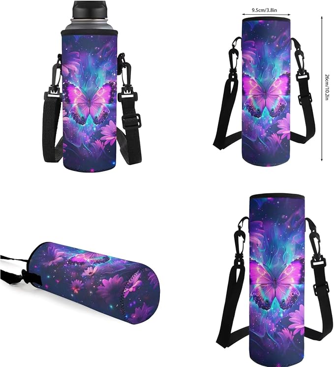 Galaxy Butterfly Backpack for Girls Kids Backpack with Lunch Box Water Bottle Pouch and Soft Pencil Case 4PCS Set Bookbag with Compartments for School Teens 17 inch School Bag with Side Pocket - Image 7