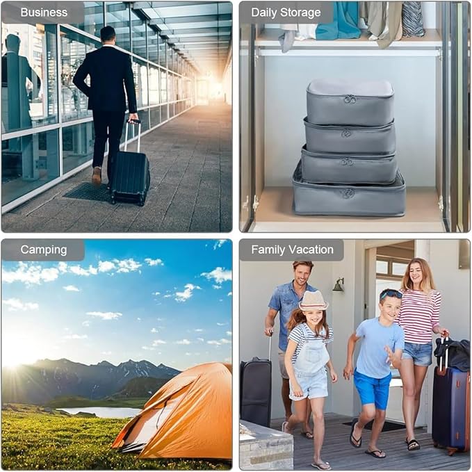 8 Pcs Packing Cubes, Travel Luggage Organizer for Men and Women, Toiletry Bag, Packing Cubes for Travel - Set of 8, 2. Grey, 9 Pieces Set with Toothbrush Holder, Travel Accessories - Image 7