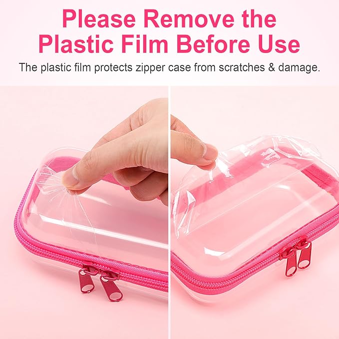 Hoolerry 4 Pcs Hard Clear Zipper Case Makeup Bags Plastic Zipper Pouch Transparent Storage Box Containers for Cosmetics, Snacks, Building Blocks, Puzzles(Clear,5 x 3 x 2 in,Fluorescent) - Image 7