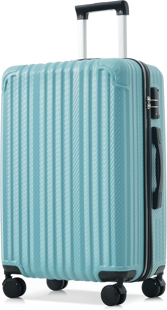 Ice Blue 6 Piece Luggage Set Hard Shell - Lightweight Checked Suitcases with Spinner Wheels and Cosmetic Cases for Family Travel, Durable Carry On Luggage Sets with Lock for Women and Men - Image 9