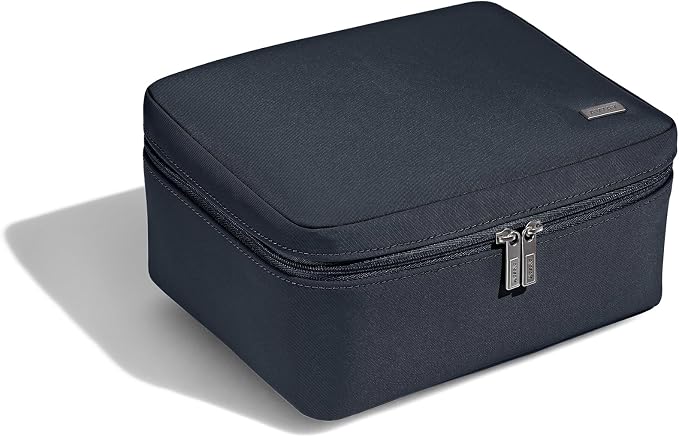 Away The Cosmetics Bag - Water-Repellent Cosmetic Travel Bag with Detachable Brush Organizer, Spill-Proof Bottom Compartment, Transparent Pockets - Navy Blue - Image 6