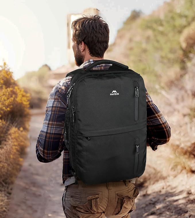 MATEIN Carry on Backpack, 40L Flight Approved Large Travel Laptop Backpack | Fit 17 Inch Laptop, Computer Daypack, Water Resistant, College Weekender Overnight Bag, For Men & Women, Black - Image 9