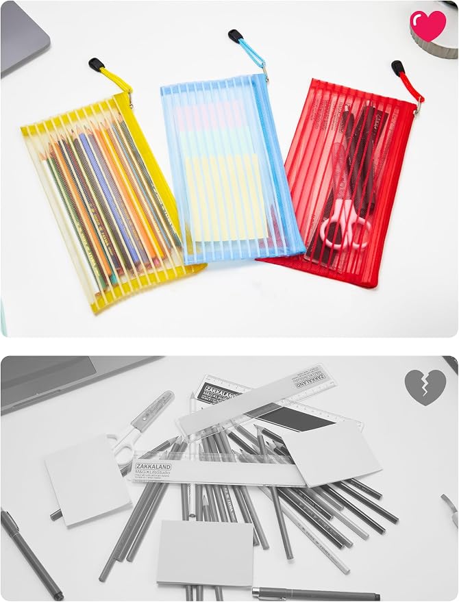 JARLINK Zipper Mesh Pouch, 40 Pcs multi-use Pencil Bags in 10 Colors | Multipurpose Pencil Pouch Bulk for School, Office Supplies, Cosmetics, Makeup&Travel Accessories, Solid Color - Image 8