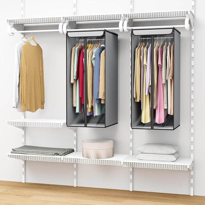 Univivi Garment Bags for Hanging Clothes, Large Clothes Storage Bags Closet Organizer with Clear Window, Premium Hanging Garment Storage Bag for Suits, Coats, Dresses, 40"(Grey) - Image 6