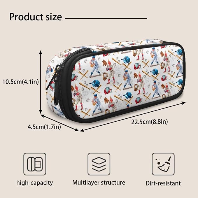 Vintage Baseball Player Backpack & Lunch Box 4-in-1 Set, School Bag with Pencil Case & Dinosaur Charm 17 Inch Backpack for School Sports Team Large Capacity Bookbag for Girls 6th 7th Grade - Image 7