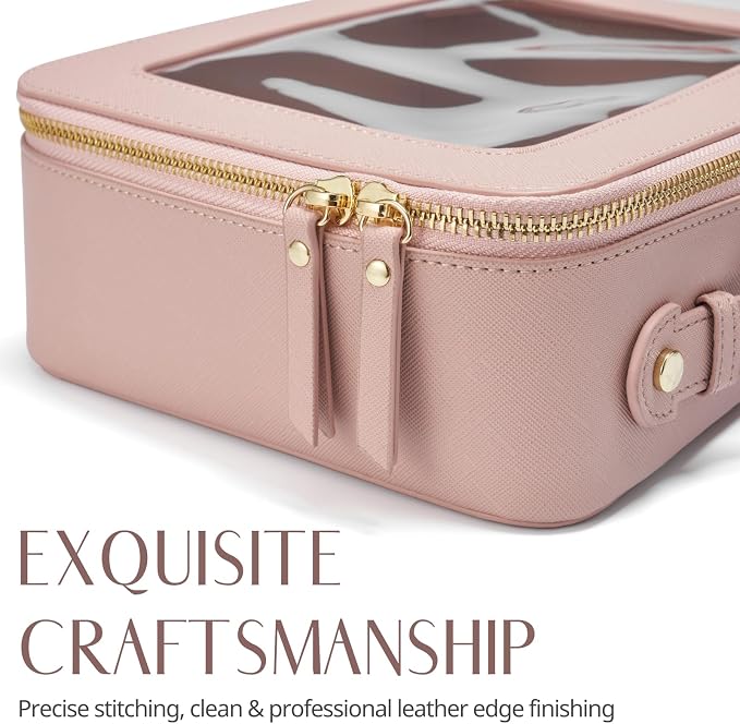 Popvibe Clear Makeup Case Set Pink Toiletry Bag Travel Large Clear Cosmetic Bag with Zipper, Big Make Up Bag Organizer Women Traveling TSA Approved Transparent Bag Car for Essentials - Image 8