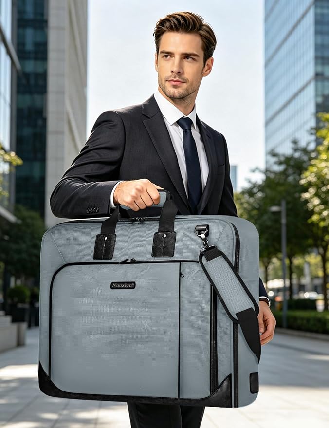Noozion Garment Bag for Travel, Large Carry On Suit Bag for Business Up to 3 Suits, Wrinkle Free Garment Bag for Hanging Clothes with Shoulder Strap, Laptop Compartment, and Wet-Dry Pocket - Image 9