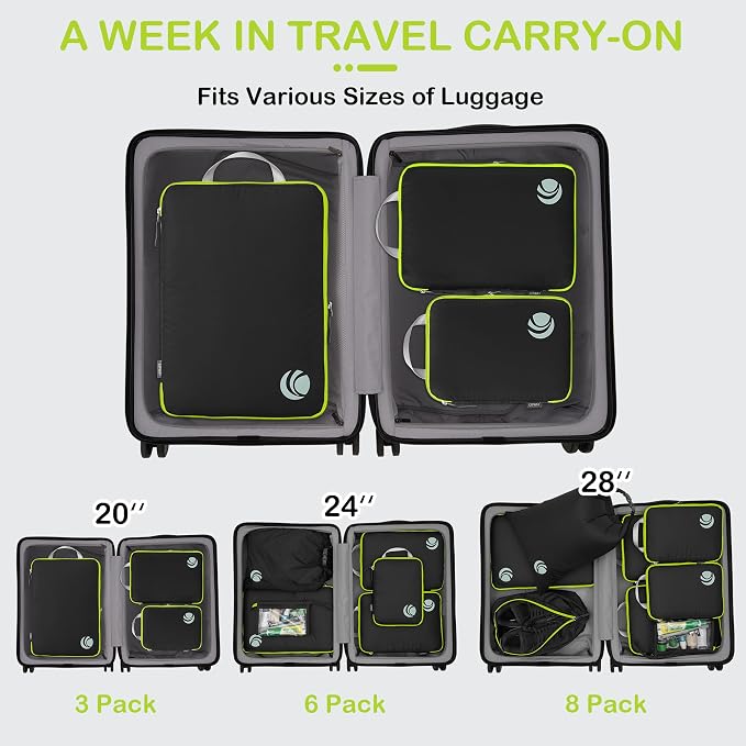 Cipway Compression Packing Cubes, Ultralight Luggage Organizer Bags, Travel Essentials for Carry on Suitcase (3 Piece,Black) - Image 7
