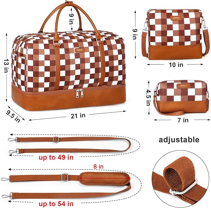 IBFUN Weekender Bags for Women, 21" Weekender Travel Bag, Travel Duffle Bag with Shoe Compartment Carry on Overnight Duffel Bag for Weekend Travel Business Trip, 3PCS - Image 7