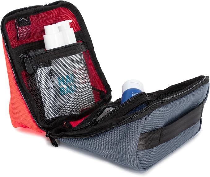 Manhattan Portage Newtown Toiletry Case Water Resistant Made with1000D Cordura For Everyday Use (Red/Grey) - Image 7