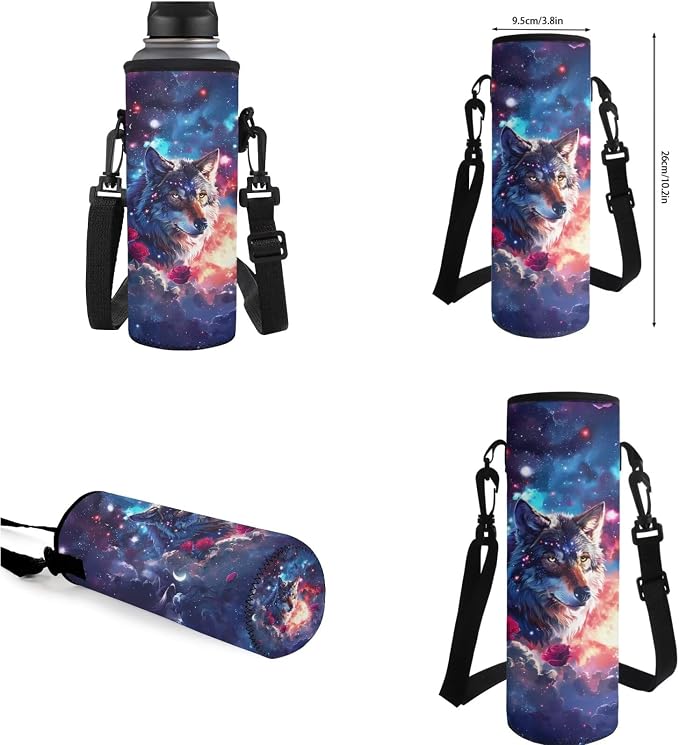 Galaxy Wolf Backpack for Girls Kids Backpack with Lunch Box Water Bottle Carrier and Aesthetic Pencil Case 4PCS Set Bookbag with Compartments for School 17 inch Large Capacity School Bag - Image 7