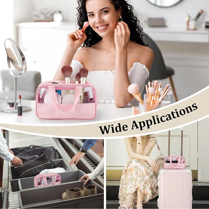 15Pcs Translucent Makeup Bag, 9.8x5.9x2.76Inches Toiletry Bag Travel Storage Carry Pouch Waterproof Portable Cosmetic Travel Bags with Hanging Handles for Toiletries Accessories - Image 6