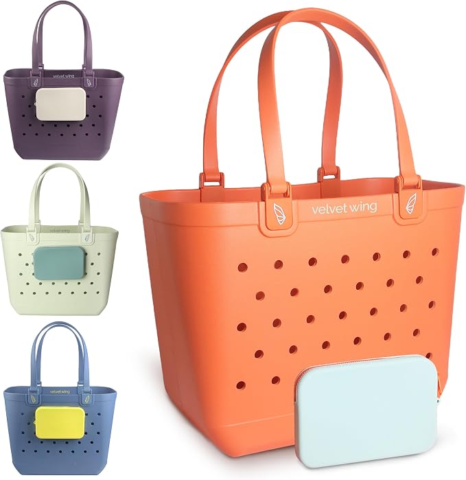 Large Rubber Beach Tote Bag - Waterproof Bag With Sand Proof Pouch For Beach, Travel, Pool (13.7" x 9.4" x 18.9") - Image 9