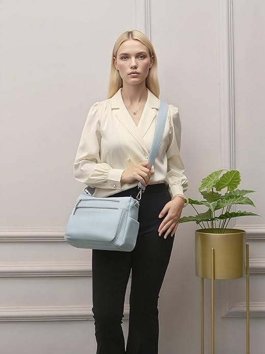 YZAOLL Large Crossbody Shoulder Bag for Women Vegan Leather Tote with Adjustable Wide Strap Work Purse with 10 Pockets