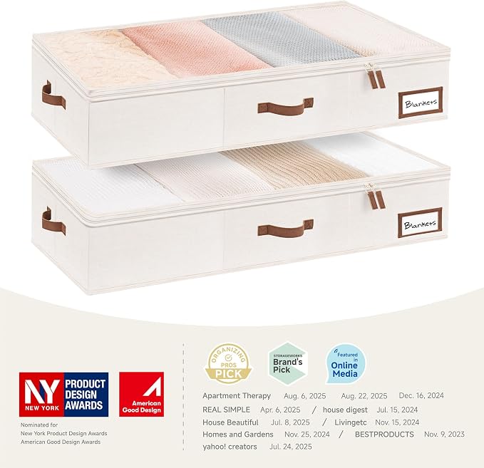 StorageWorks Extra Large Under Bed Storage Containers with Handles and Label Holder, 2 Pack Ultra-thick Fabric Underbed Bins, Closet Organizer for Clothes, Blankets, Sweater - Image 9