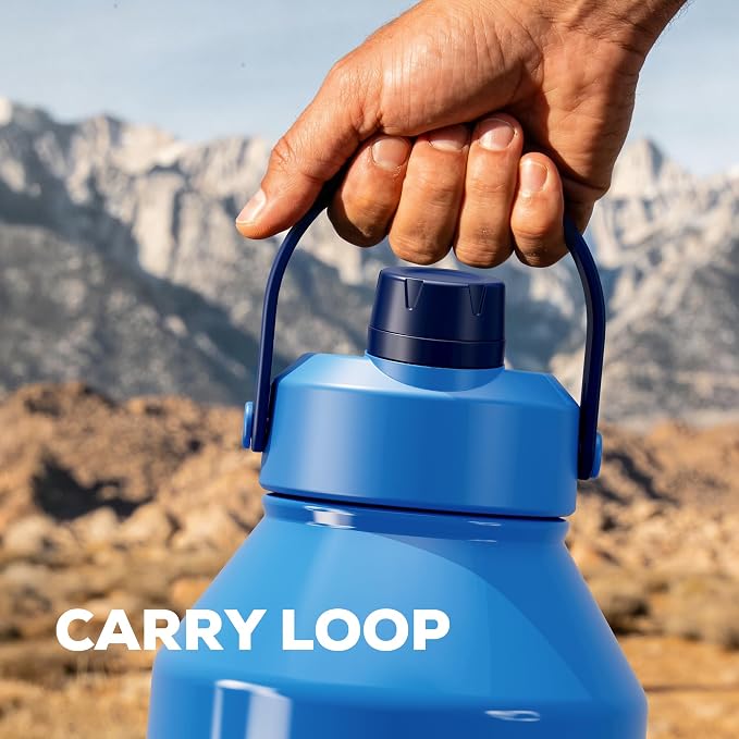 POWCAN 64 oz Insulated Water Bottle with 2-in-1 Straw and Spout Lid, Leakproof, Carrier Bag, Cleaning Brush, BPA-Free, Metal Water Bottle with Handle for Outdoors, Sport, Gym and Hiking (Shoreline) - Image 8