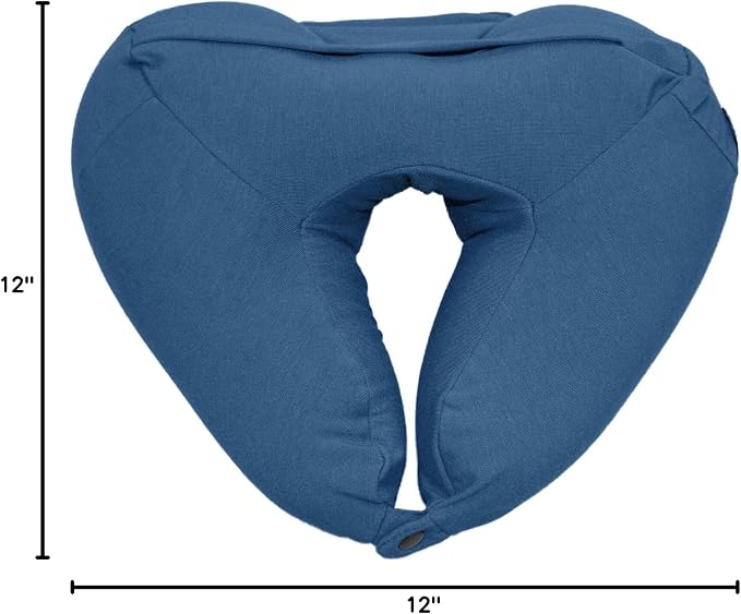 Yogibo Nap X Travel Neck Pillow for Sleeping Airplane, Car, Plane Traveling, Microbead Portable Comfy Head Rest and Neck Support with Attached Eye Mask, Blue - Image 7
