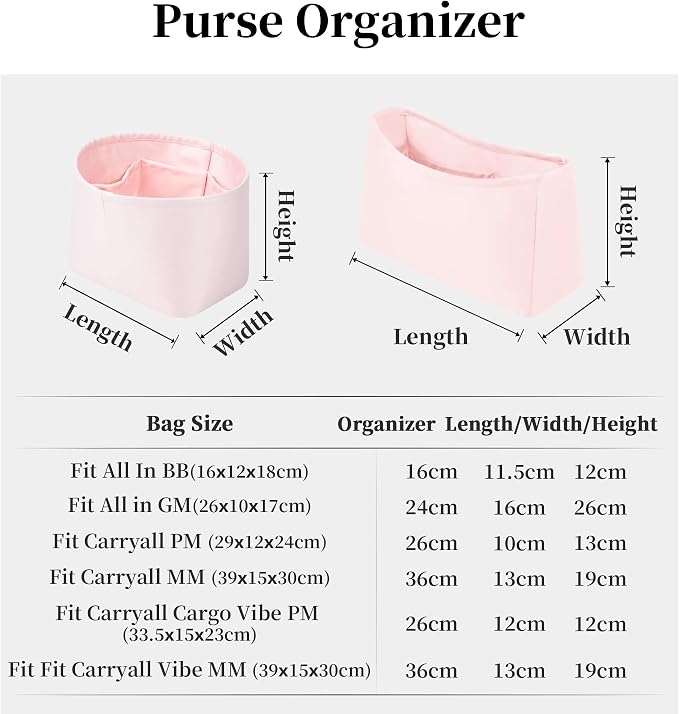 Purse Organizer for LV All In BB, Pink | Tailored Fit, Multiple Pockets, Lightweight Satin, Purse Essentials, Ideal for Travel, Shopping, and Daily Use - Image 9