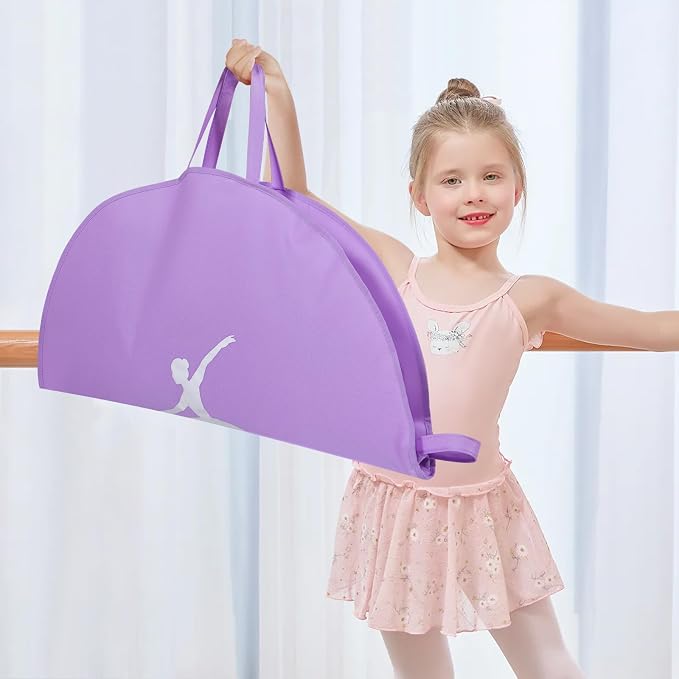 LOVEGRASS Tutu Garment Bag for Kids, 35" Tutu Bag for Hanging Clothes, Pancake Dance Bag for Dance Costume, Round Ballet Bag with 3 Handles for Children Girls, Purple - Image 6