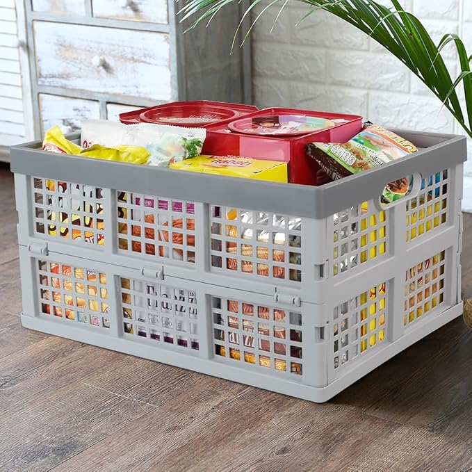 34 L Plastic Crates, Collapsible Storage Crates/Stackable Storage Container Basket, 2-Pack - Image 7