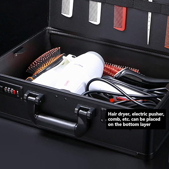 Barber Carrying Case Barber Case, Stylist Tool Box rofessional Salon Hair Cutting Grooming Kit Storage Organizer for Clippers, Scissors, Barber Supplies (Black) - Image 9
