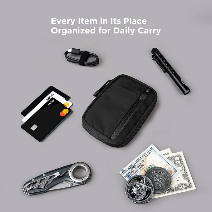 ALPAKA HUB Pouch V2 Tool Pouch Black Axoflux 210D Ripstop Nylon | For Cables, Cards, Coins, RFID Blocking Pocket Protector,Everyday Carry and Travel - Image 7