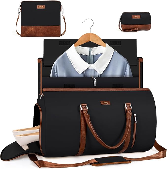 Convertible 2-in-1 Garment Bags for Travel, 50L Carry On Garment Duffle Bag With Shoe Compartment Large Weekender Bag for Women Men Hanging Suitcase Suit Travel Duffel Overnight Bags 4pcs Set - Image 8