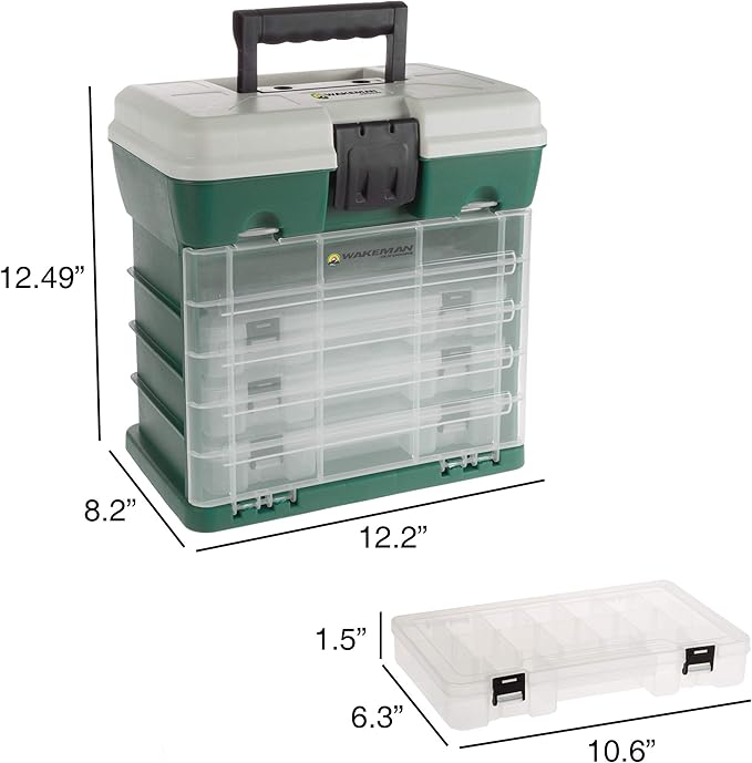 Storage Tool Box Organizer - Utility Box with 4 Drawers and 19 Compartments for Camping Supplies and Fishing Tackle by Wakeman Outdoors - Image 6