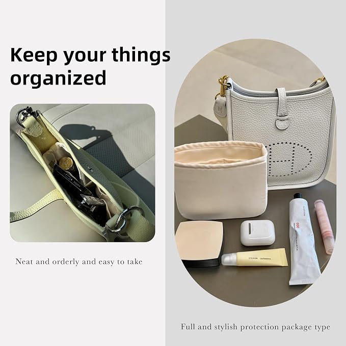 DGAZ Silk Purse Organizer Insert for Evelyne Bag(Craie,TPM) | Soft and Lightweight,Perfect Fit,Multi-pocket Storage,Bag Protector,Luxury Bag Care,Handmade,for Smooth Bag Organizer - Image 8