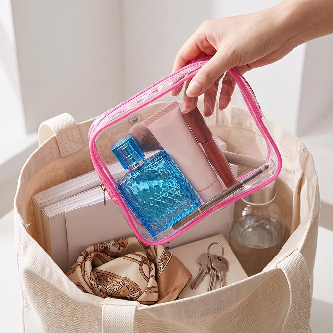 Sanwuta 100 Pcs Clear Makeup Bags Bulk Toiletry Bag for Travel Transparent Cosmetic Bag PVC Waterproof Travel Small Pouches with Zipper for Men and Women (Black,White,Bright Colors) - Image 7