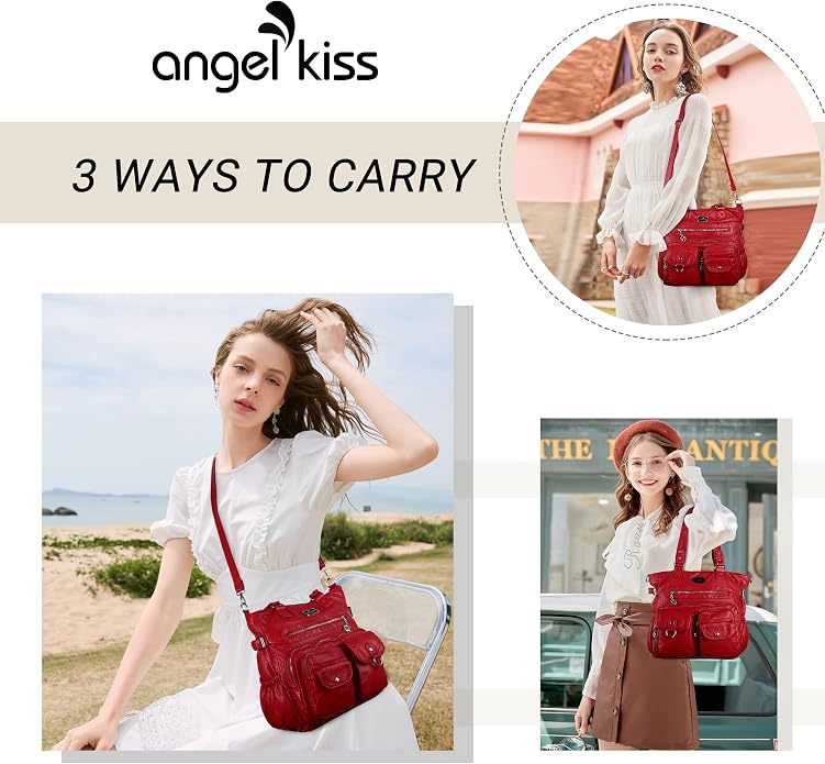 Angelkiss Purses Handbags for Women PU Tote Satchel Bags for Women Pockets Shoulder Bags… | PU - Image 7