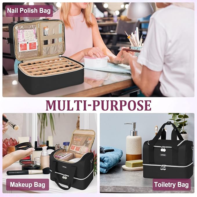 Nail Polish Organizer Case - Large Double Layer Organizers and Storage Bag for Nail Supplies and Art Tech - Image 7