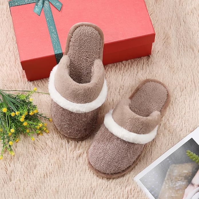 MAXTOP Womens Cozy Memory Foam Slippers Soft Warm Slip On Faux Fur House Slippers,Anti-Skid Rubber Sole,Creative Gifts for Women Mom Girlfriend