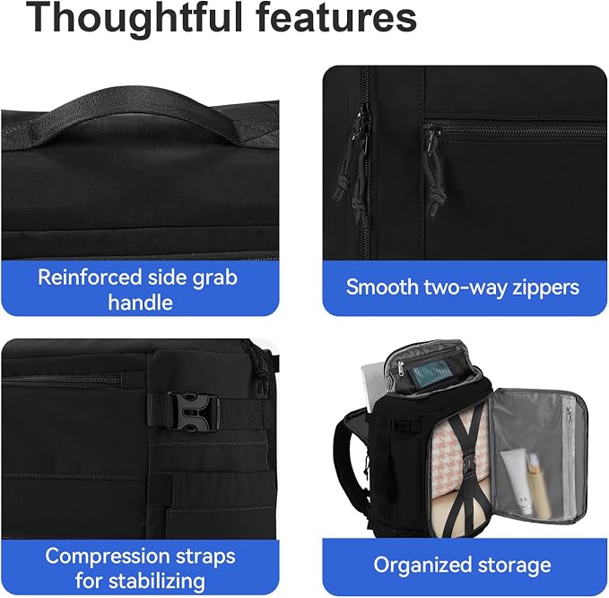 Carry On Travel Backpack Flight Approved Laptop Backpack for Women Men | Personal Item Travel Bag, Casual Weekender Daypack with Wet Pocket for Business, Hiking - Image 9