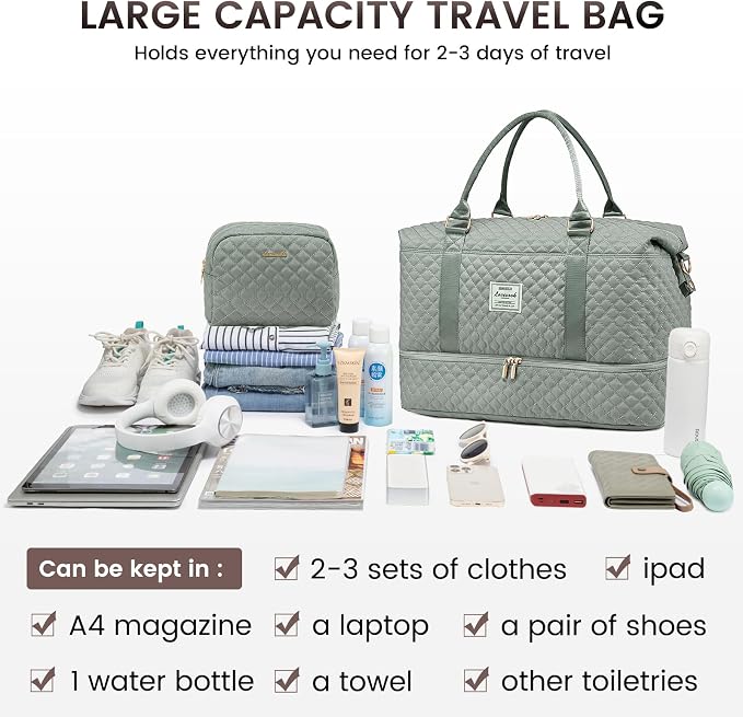 LOVEVOOK Travel Duffle Bag,Weekender Bags for Women with Shoe Compartment,Carry on Overnight Bag with Toiletry Bag,Gym Duffel Bag with Wet Pocket, Hospital Bags for Labor and Delivery - Image 7