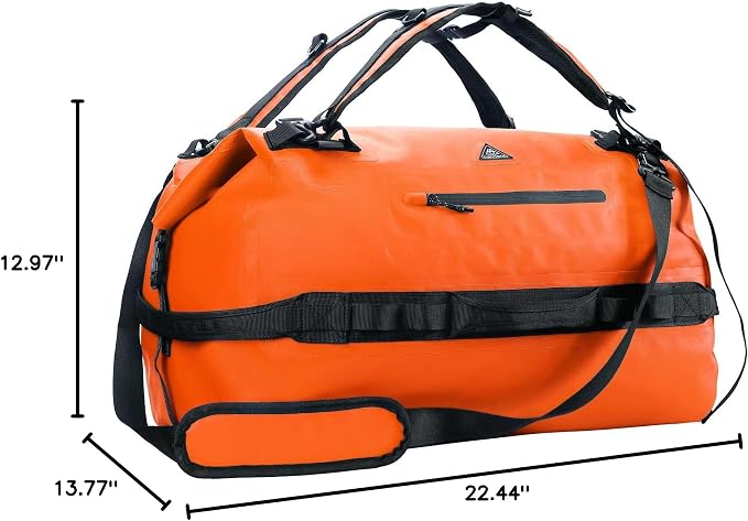 Haimont IPX7 Waterproof Roll-Top Dry Duffel Backpack | 60L/90L Sizes, 500D Tarpaulin, Welded Seams, Mesh Pockets, Boating & Kayaking - Image 10