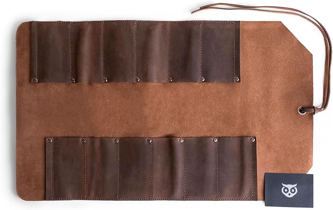 Leather Tool Bag Roll Up, 12 Slot Heavy Duty Tool Roll Bag Organizer, Tool Roll Up Bag, Portable Tool Wrap Roll Bags for Travel, Durable Tool Kit Folding Tool Pouch Roll Up Mechanic Gifts for Men - Image 5